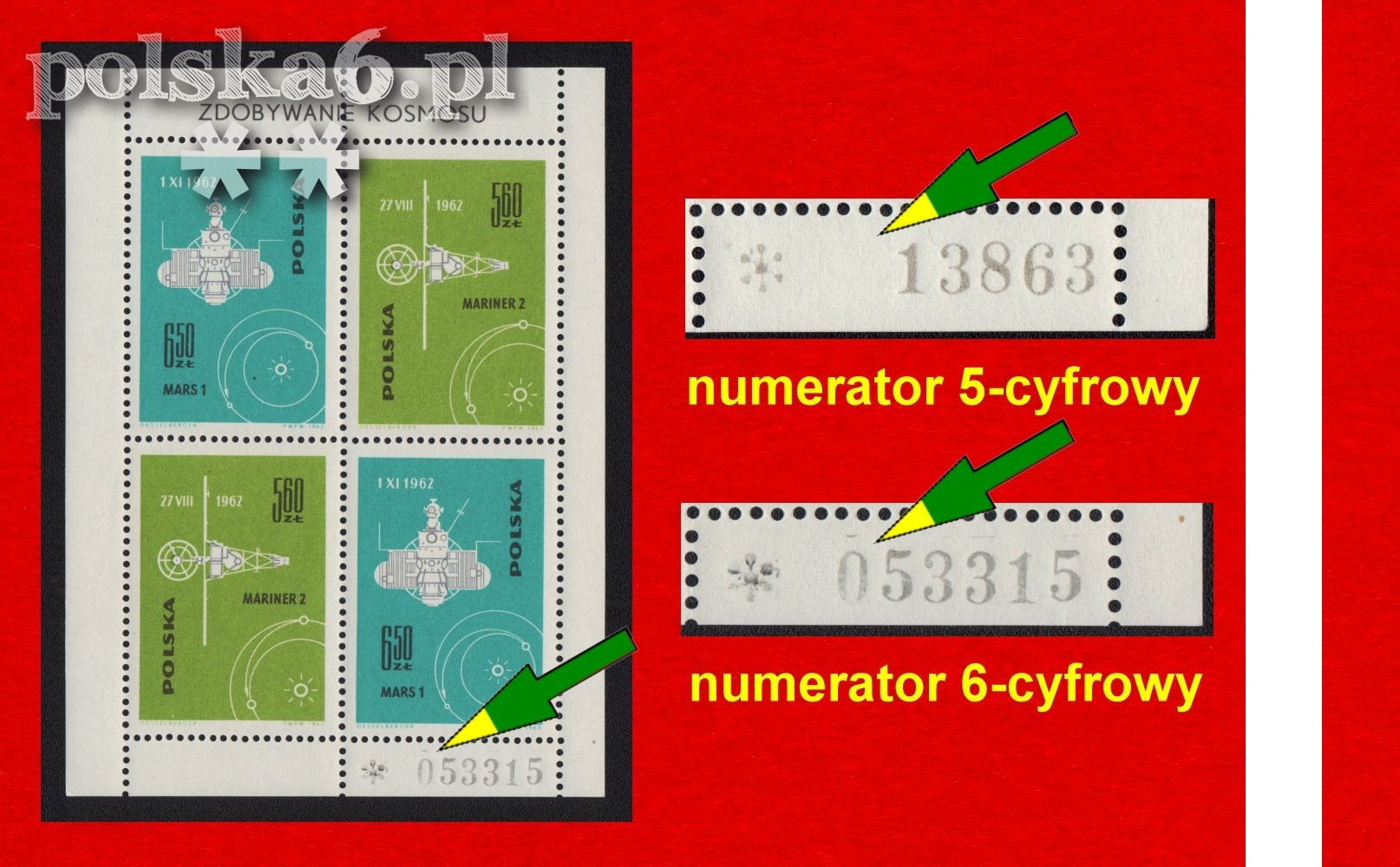 1297-1298  blok 40 I (29) LUX Numerator 6 cyfrowy nr 053315 B.B.Rzadki gwarancja
