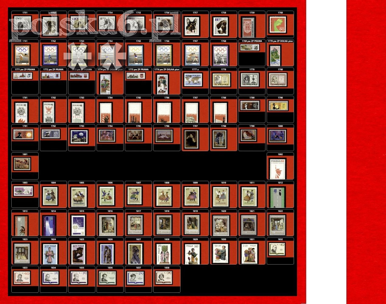 1969 rocznik p88 komplet 1751-1838 zn88 70zł cz** czyste ZK znaczki