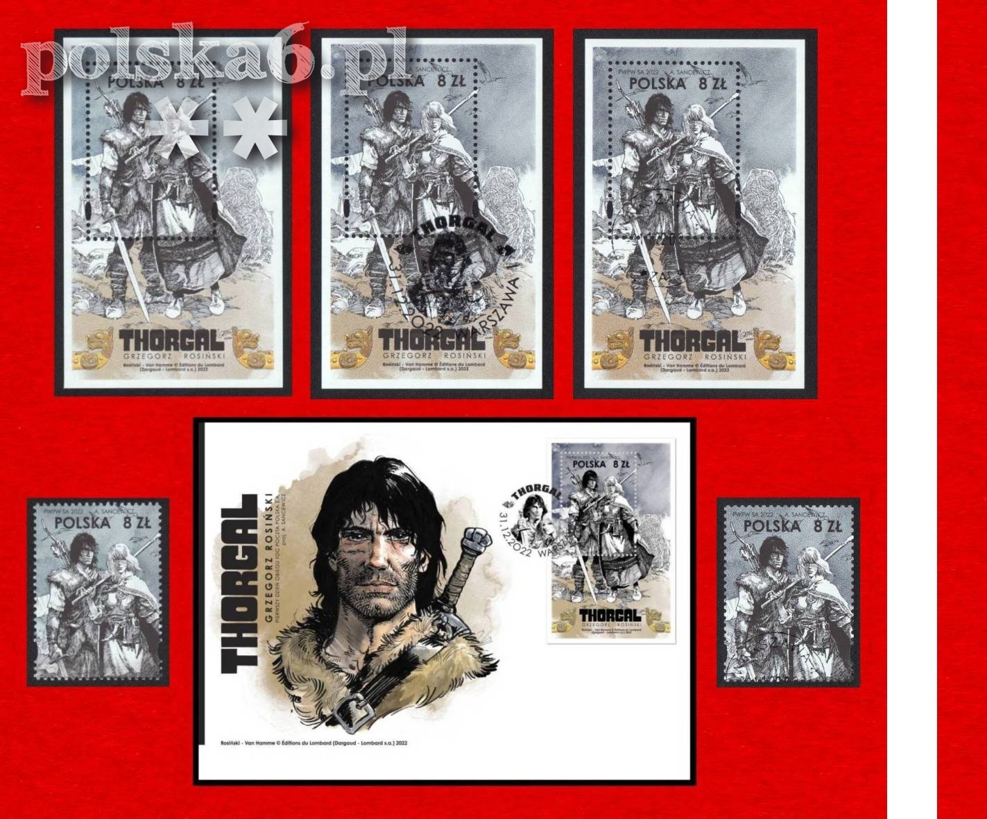 5280 B Thorgal FDC k1 +3x blok 370 B +2x znaczek B