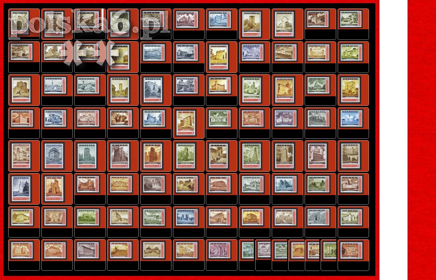 KOMPLET 91 znaczków Zamki w Polsce  S2 nomA czyste ** LUX PROMOCJA