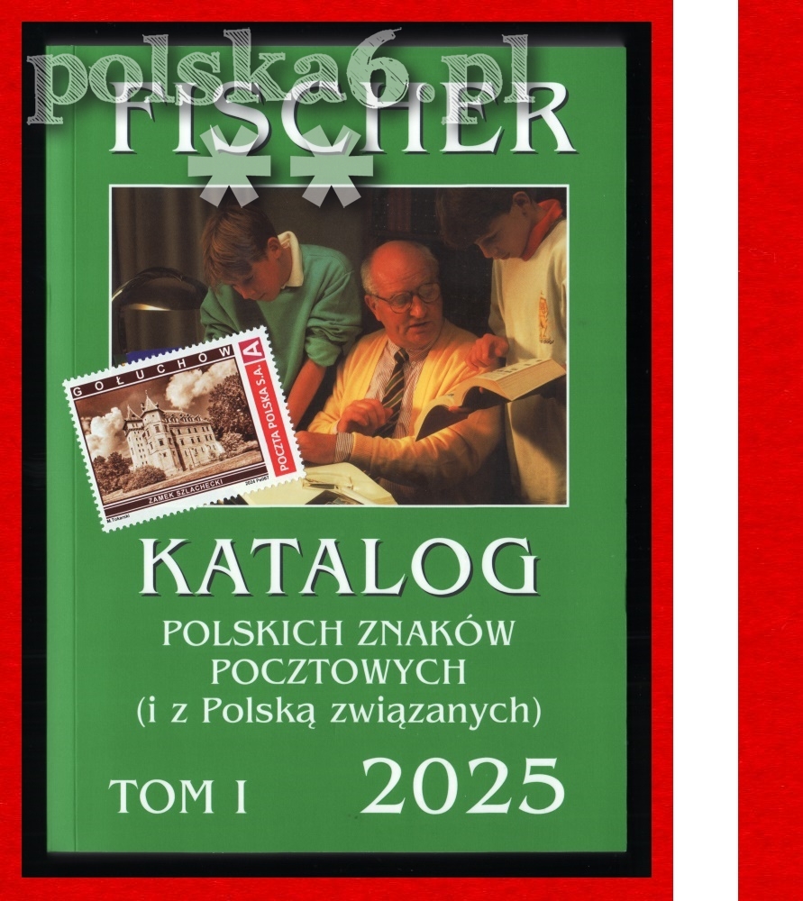 katalog polskich znaczków pocztowych NOWY Fischer 2025 + znaczek Zamki w Polsce